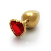 Plug Anal Heart Gem Medium Ouch! Oro/Ruby Rojo